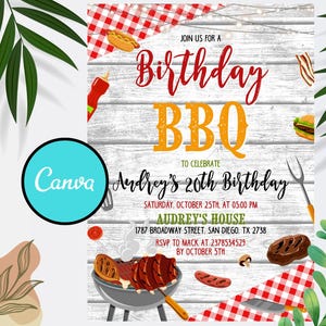 Invitation barbecue modifiable, invitation à une soirée barbecue, modèle numérique bricolage, invitation d'anniversaire barbecue, téléchargement immédiat