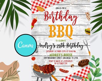 Editable BBQ Birthday Invitation: DIY Party Invite (Digital Download)