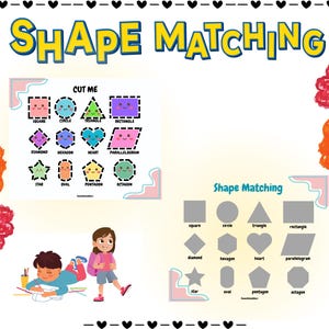 Activité d'association de formes, activité de tri d'images de formes imprimable, tout-petit, préscolaire, école à la maison, montessori, page de classeur d'apprentissage