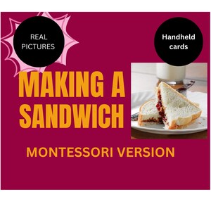 Tarjetas Montessori para hacer sándwiches con imágenes reales / Actividad práctica de bricolaje para niños / Materiales de aprendizaje Montessori para la educación en el hogar