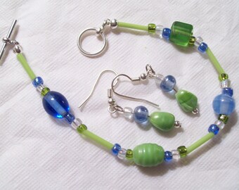 Druk Bead Bracelet with Earrings