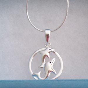 Dolphin Sterling Silver Necklace image 1