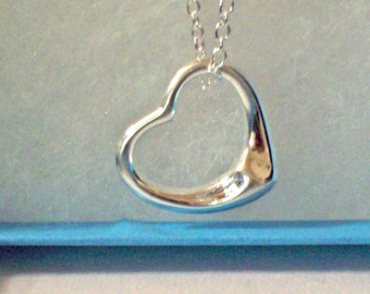 Floating Heart Sterling Silver Necklace
