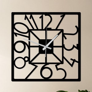 Handmade Metal Wall Clock, Large Numbers,Unique Decor for Room, Silent Wall Clock,Square Wall Clock, Wall Decor,Outdoor Wall Clock,Best Gift
