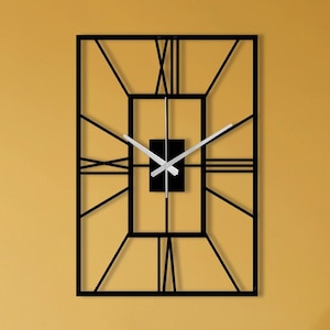 Rectangle Metal Wall Clock, Interior Wall Decoration, Metal Art Decor,Unique Roman Numeral,Living Room Metal Decor, Metal Wall Art,Home Gift