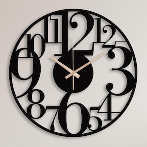 Moderne Wanduhr mit Zahlen, industrielle dekorative Wandkunst, einzigartige stille Uhr, Wanduhr, Hausgeschenk