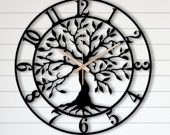 Modern Design Tree Wall Clock, Wall Art For Home Decor, Living Room Large Metal Clock, Wanduhr ,Farmhouse Wall Clock, Home Gift,Tree Of Life