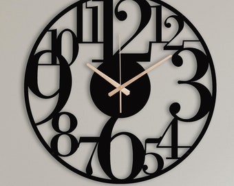 Unique Metal Wall Clock With Large Numbers, Aesthetic Metal Wall Decor, Outdoor Wall Clock, Modern Wall Art, New Home Gift,Living Room Clock