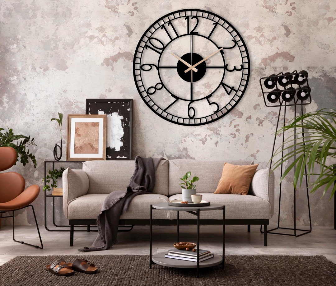Large Metal Wall Clock: Modern Roman Numeral Laser Cut Clock - Etsy