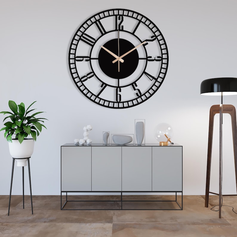 Oversized Metal Wall Clock: Modern Home Decor, Silent Clock - Etsy