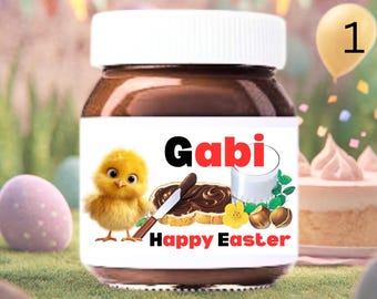 Personalisierte Nutella Label - Benutzerdefinierte digitale Aufkleber - Beschriften Sie mit Ihrem Text - Geschenk - Frohe Ostern