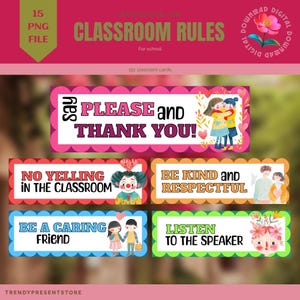 Сlasroom Rules - Daycare Classroom Rules - Daycare Rules - Printable Cards - Simple Rules