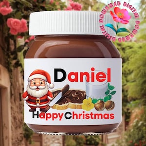Personlig Nutella-etikett - Anpassad digital klistermärke - Etikett med din text - Julklapp