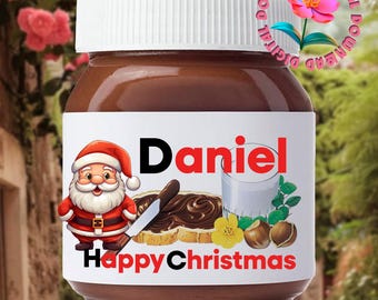 Étiquette Nutella personnalisée - Sticker numérique personnalisé - Étiquette avec votre texte - Cadeau de Noël