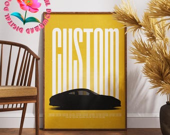 Minimalistyczny plakat z motywem samochodu – do druku, grafika ścienna z motywem samochodu – prezent dla niego – wystrój domu – wydruk z supersamochodem