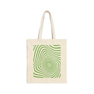 Trendy Green Striped Cotton Canvas Tote Bag, Reusable Shopping Bag, Eco-Friendly Tote, Beach Bag, Gift for Her