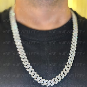Łańcuszek męski VVS1 Curb - wyjątkowa biżuteria z diamentami Iced Out na specjalną okazję | 13 mm Moissanite Cuban Link | Przeszedł test diamentów