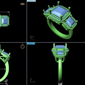 Three Diamond Ring 3D STL File for Download | Perfect for 3D Printing. A digital STL file only