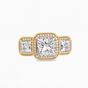 3.30 Ct Princess Cut E/VS1 Lab Grown Diamond Engagement Ring 14k Yellow Gold IGI Certified
