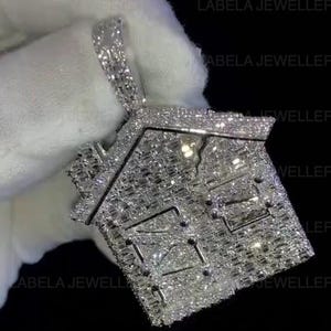 Collar con colgante de casa de hip hop con diamantes y engaste completo de moissanita VVS, colgante de emoji de casa de hielo, colgante de hip hop personalizado