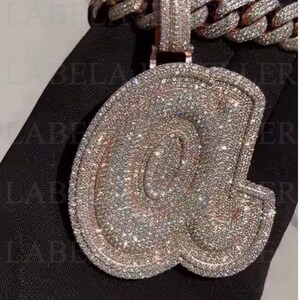 Colgante de hip hop con letras personalizadas, colgante con dije, colgante con nombre de hip hop para hombre, colgante de moissanita, joyería de hip hop Ice Out, plata de ley 925