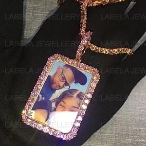 Colgante de hip hop con foto personalizada, colgante con dije con engaste completo VVS Moissanite Colgante de hip hop personalizado, colgante de moissanita