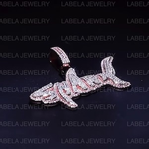Collar con dije de hip hop helado, colgante de hip hop de plata 925 / colgante con letras brillantes heladas con nombre y letra / colgante de diamante moissanita VVS real