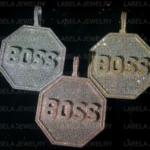 Colgante con letras brillantes y brillantes, colgante, diamantes de moissanita helados, joyería de plata de hip hop, colgante para hombre