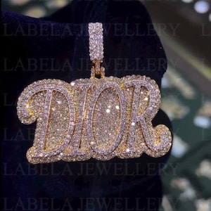 Colgante de hip hop con letras personalizadas, colgante con dije, colgante con nombre de hip hop para hombre, colgante de moissanita, joyería de hip hop Ice Out, plata de ley 925