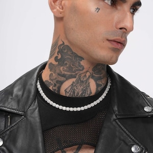 Łańcuch tenisowy Iced Out Diamond VVS | Biżuteria męska | Naszyjnik z diamentami | Łańcuch tenisowy Hip Hop | Naszyjnik Iced Out PASSES DIAMOND Tester