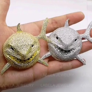 Colgante de diamante de laboratorio VVS real / Colgante de dibujos animados personalizado en 3D completamente helado / Colgante de diamante de moissanita real / Colgante de hip hop de plata 925
