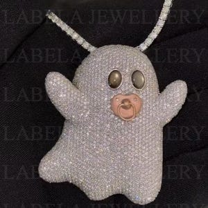 Colgante de dibujos animados personalizado en 3D completamente helado / Colgante de diamante de moissanita real / Colgante de hip hop de plata 925
