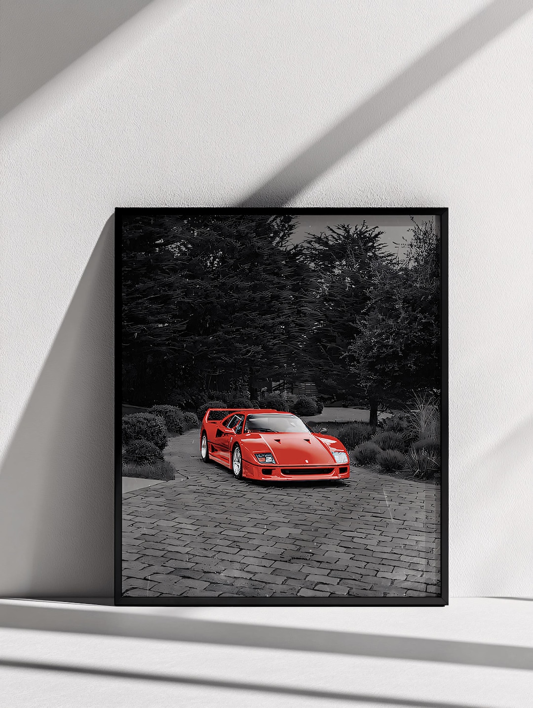 Ferrari F40 Poster on Pavement Driveway | Supercar Art Print ...