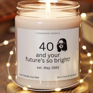 Personalized 40th Birthday Candle: Mona Lisa Soy Wax Candle
