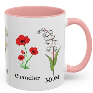 Personalized Birth Flower Mug: Mom&#39;s Garden Ceramic Coffee Cup