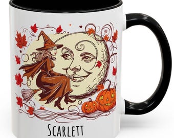 Whimsical Witch Halloween Mug: Vintage Style Fall Decor