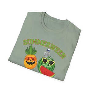 Summerween T-Shirt: Soft Cotton Halloween Theme Graphic Tee Sage