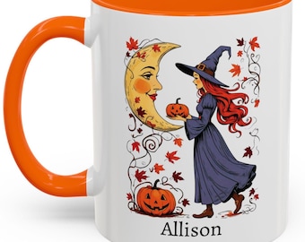 Custom Whimsy Witch Vintage Style Halloween Mug, Cute Witchy Vibes Mug, Retro Tea Mug, Kitchen Decor, Witch Brew Drinkware, Retro Halloween