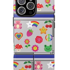 Fun Y2K Faux Glitter Stickers Phone Case, Retro Computer Screen 2000's