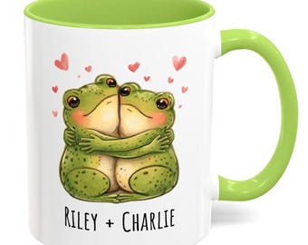 Taza de café con ranas abrazadas / Regalo de San Valentín para parejas