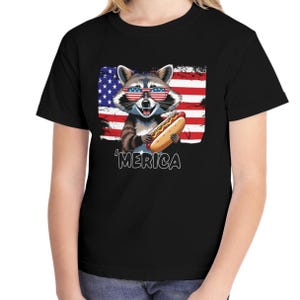 Kid&#39;s &#39;Merica Raccoon Tee: 4th of July US Cotton Shirt