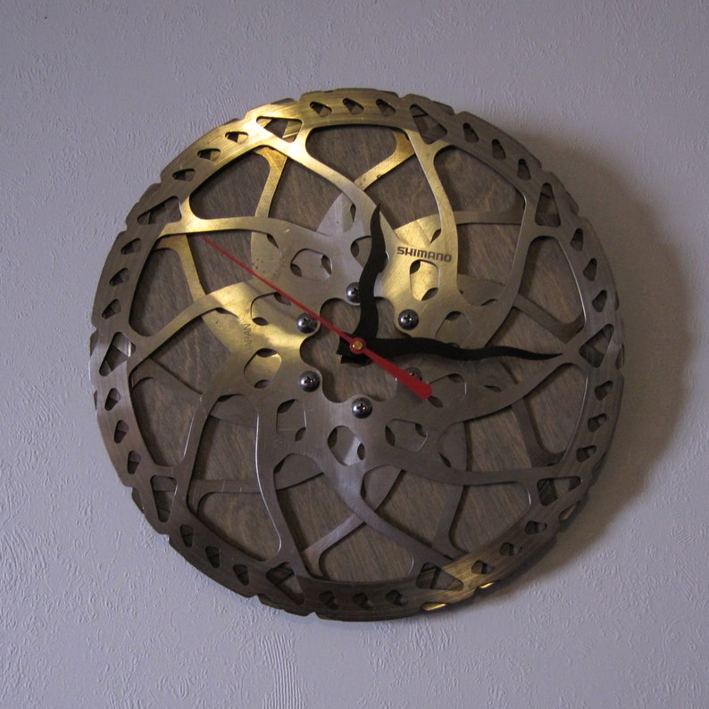 Recycled Shimano Double Mountain Bike Disc Brake Rotor Wall Clock Home