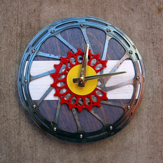 Recycled Shimano Double Mountain Bike Disc Brake Rotor Wall Clock Home