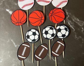 CORNER LACE Sports Theme Wooden Cake Topper - Happy Birthday Decor For Baby Shower, Party Supplies
