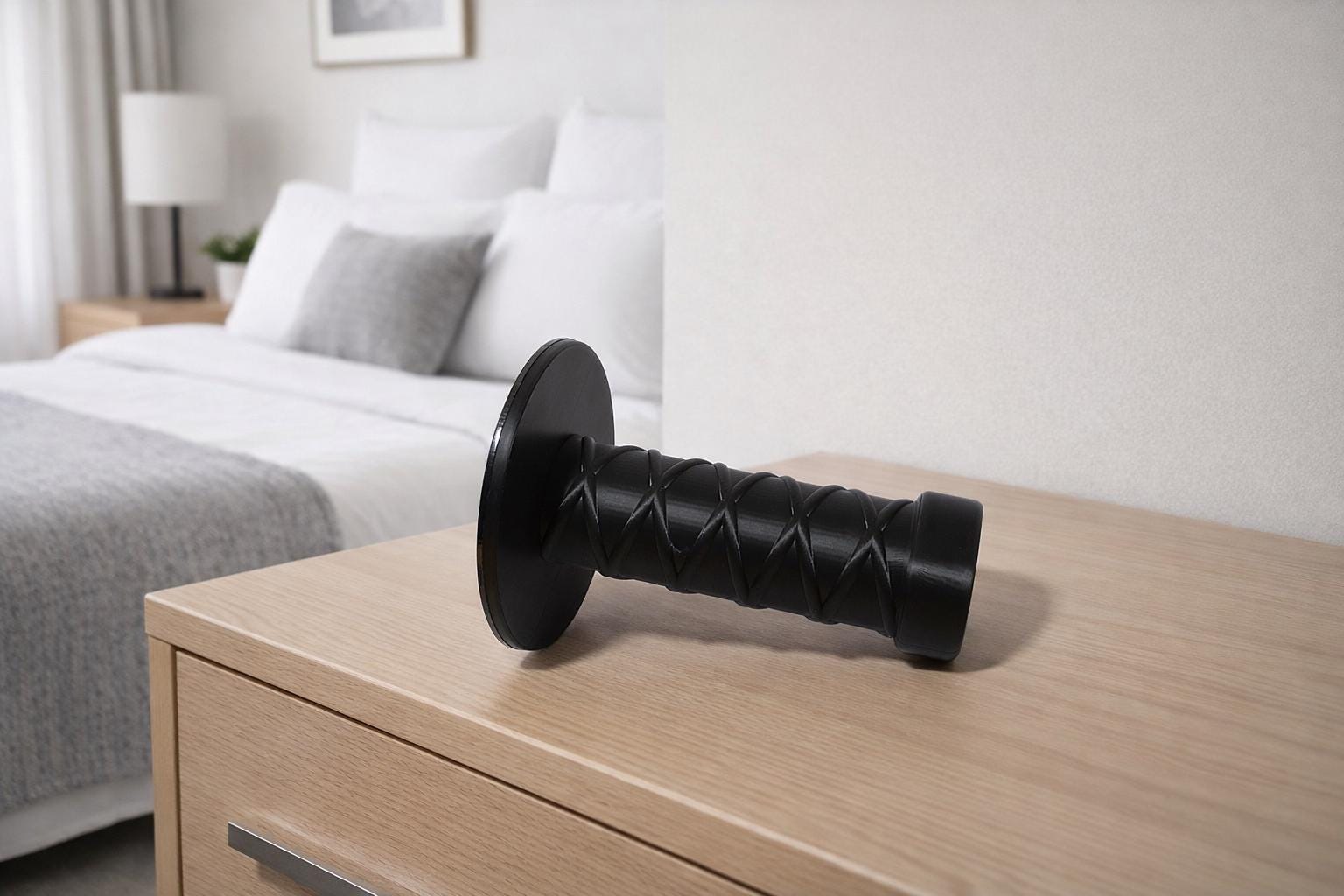 Dildo Suction Cup Comfort Grip Handle Adapter - Katana Styled Black. Naughty gift for him, her or yourself!