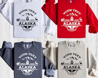Sudadera de crucero por Alaska, camiseta familiar de crucero por Alaska, sudadera personalizada con nombre de Alaska, camiseta de crucero por Alaska 2026, sudadera familiar a juego