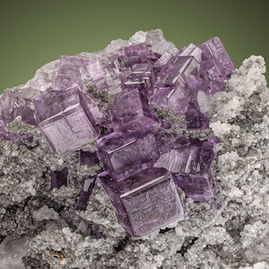 Purple Fluorite from Sabinas Mine Mexico, Perfect little cubes with Calcite and Pyrite