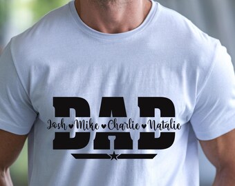 Personalized Dad Shirt, Custom Father's Day Tee, Dad Gift from Kids, Daddy T-Shirt with Kids' Names, Family Name Gift Shirt