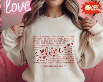 Bible Verse Valentine Shirt, 1 Corinthians 13 Shirt, Christian Love Scripture Tee, Faith Valentine Gift for Her Him