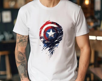 Captain America Shirt - Patriotic Shield Graphic, Soft Cotton